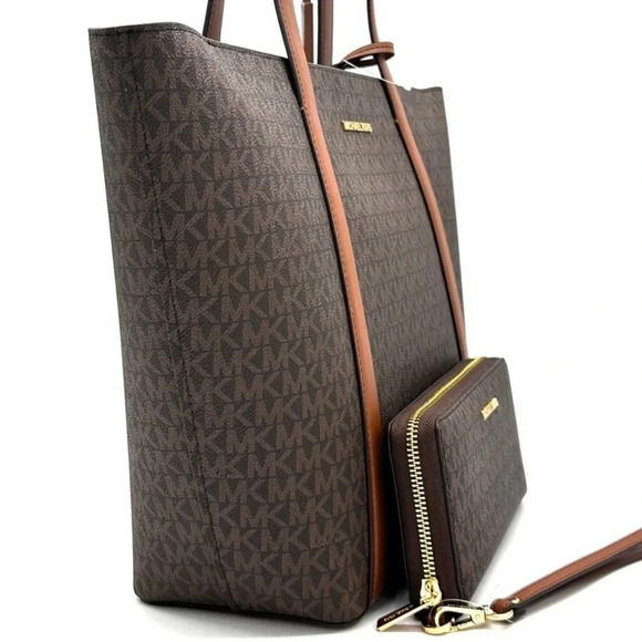 Michael Kors Pratt Large Signature Logo Tote Bag & Large Continental Wallet - Picture 4 of 12